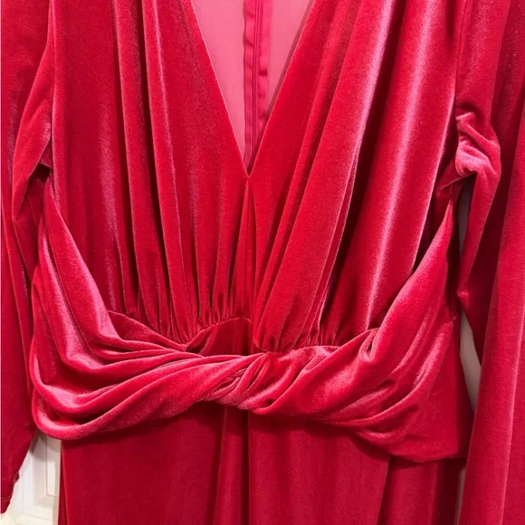 Eloquii maxi v neck hot pink velvet dress. Size 20. - Picture 7 of 7